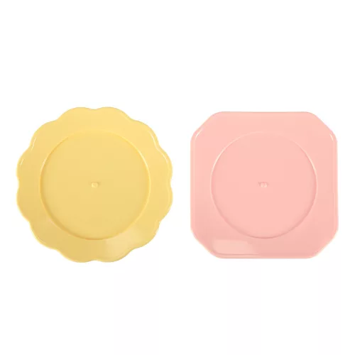 Birthday cake piled for cutting pink