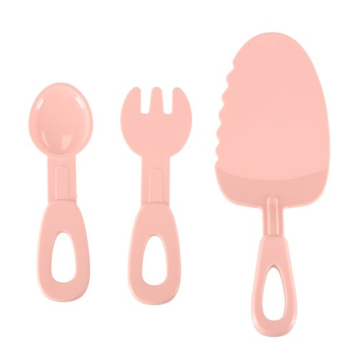 Birthday cake piled for cutting pink