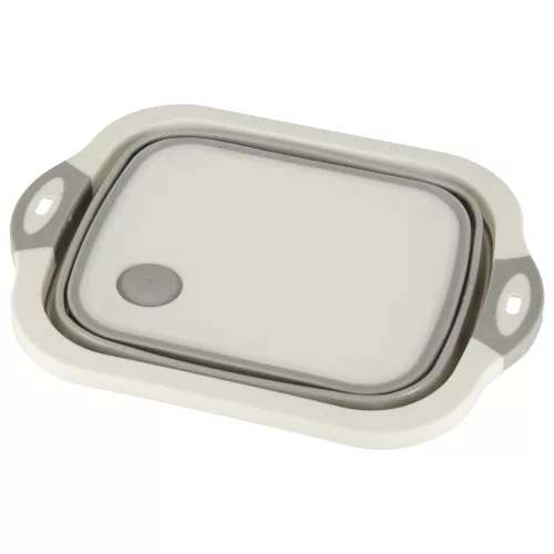 Silicone folding bowl with drain cutting board travel sink drainer