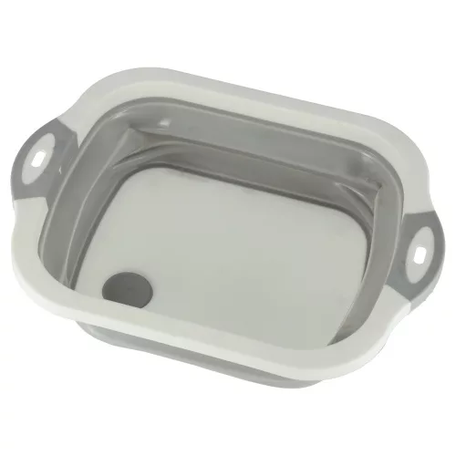 Silicone folding bowl with drain cutting board travel sink drainer
