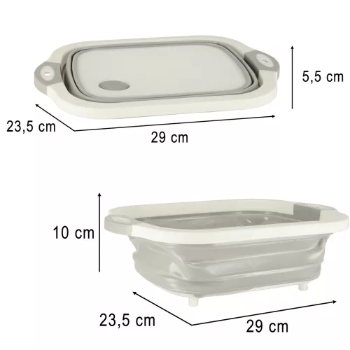 Silicone folding bowl with drain cutting board travel sink drainer