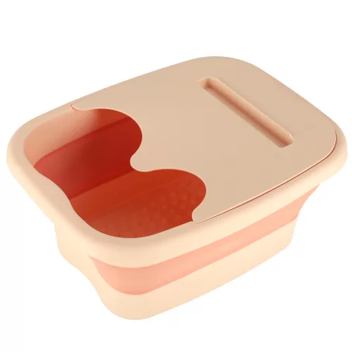 Foot washing massage bowl silicone folding bucket with piping with space for phone