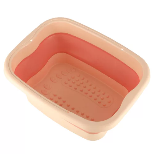 Foot washing massage bowl silicone folding bucket with piping with space for phone