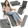 Garden folding lounger with cushion grey