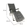 Garden folding lounger with cushion grey