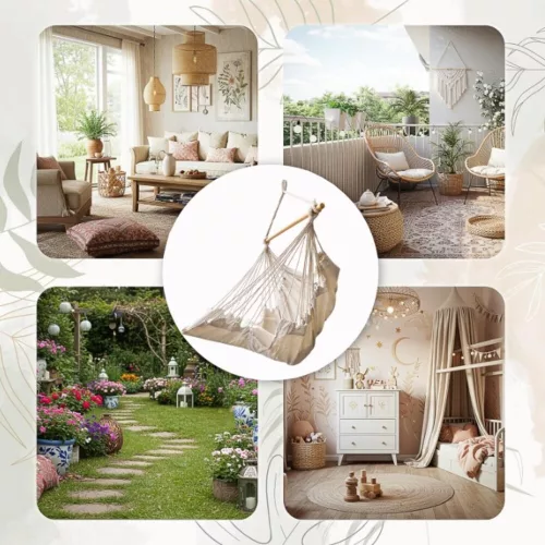 Hammock Brazilian chair with footrest 130cm beige