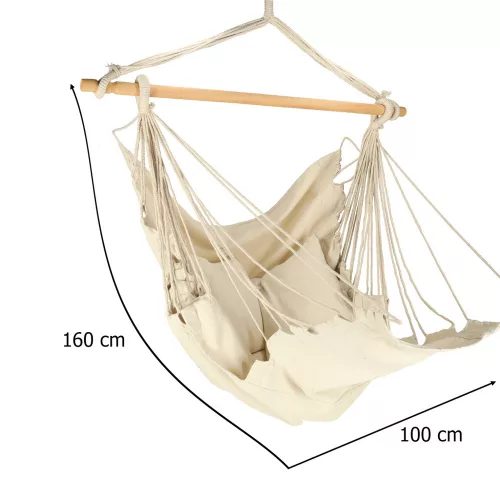 Hammock Brazilian chair with footrest 130cm beige