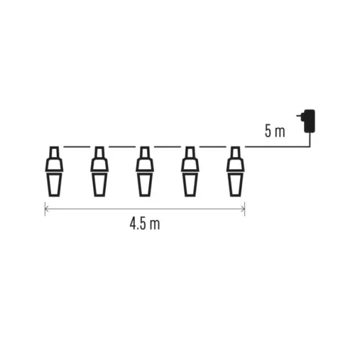 LED fényfüzér – 10x party égő átlátszó, 4,5 m, kültéri és beltéri, hideg fehér