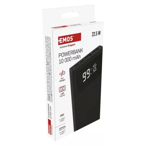 EMOS Powerbank BETAQ 10, 10 000 mAh, 22,5 W, fekete