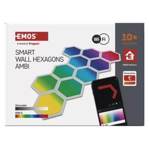 GoSmart LED-es lámpatest Hexagon, indító készlet, 10 rész, 19 W, RGBIC dimmelhető, WiFi