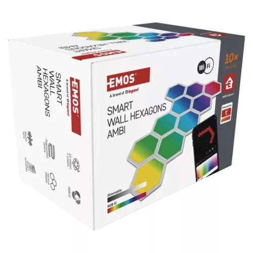 GoSmart LED-es lámpatest Hexagon, indító készlet, 10 rész, 19 W, RGBIC dimmelhető, WiFi