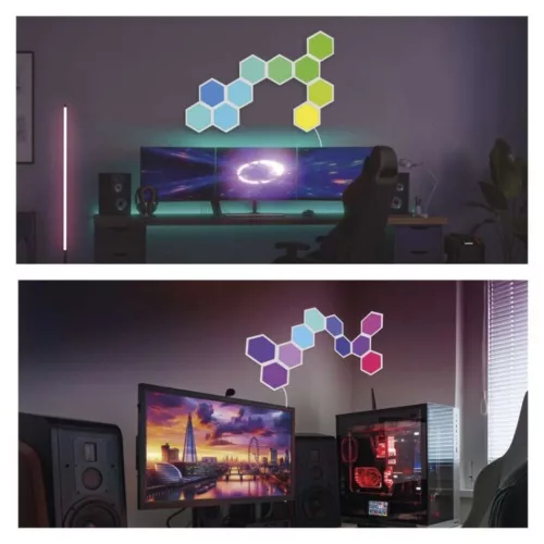 GoSmart LED-es lámpatest Hexagon, kiegészítő készlet,3 rész, 1,8 W, RGBIC dimmelhető, WiFi