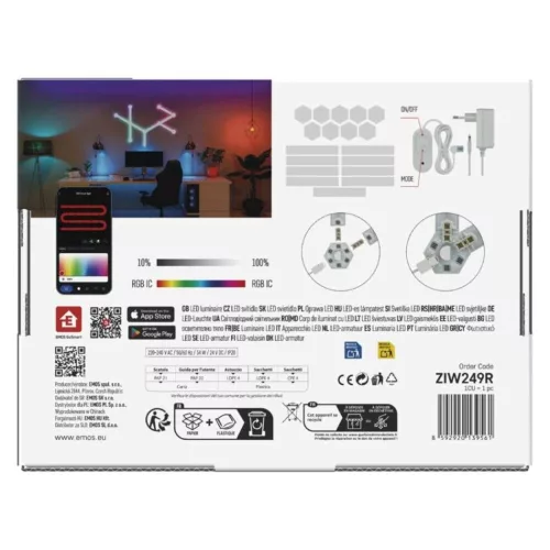 GoSmart LED lámpatest Lines fehér, 9 részből álló, 34 W, RGBIC dimmelhető, WiFi