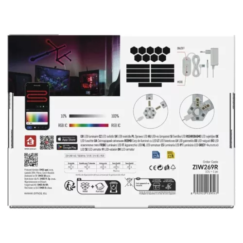 GoSmart LED-es lámpatest Lines fekete, 9 részből álló, 34 W, RGBIC dimmelhető, WiFi