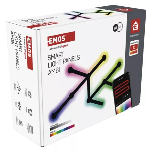 GoSmart LED-es lámpatest Lines fekete, 9 részből álló, 34 W, RGBIC dimmelhető, WiFi