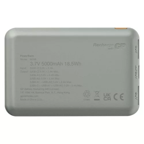 GP Powerbank B+ Series, 5 000 mAh, 12 W, zöldesszürke