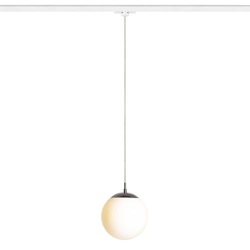 RENDL R13967 LUNA pendant lamp with opal glass light, chrome accessories and transparent cable, 11 W, 230V