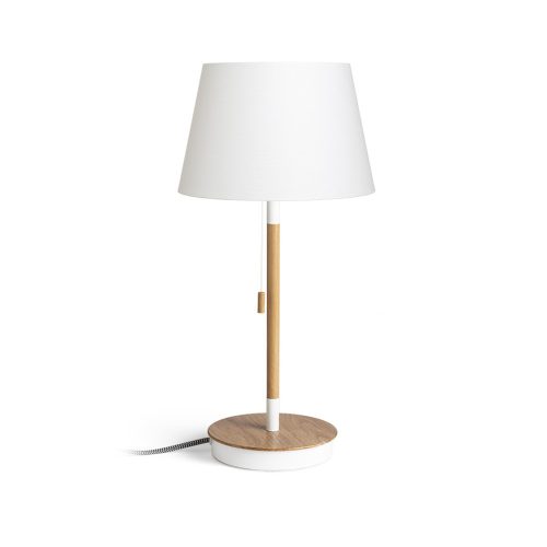 RENDL R14038 KEITH/ALVIS Table lamp with textile lampshade with Usb port and beech wood base, 11 W, 230V