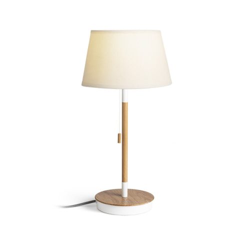 RENDL R14038 KEITH/ALVIS Table lamp with textile lampshade with Usb port and beech wood base, 11 W, 230V