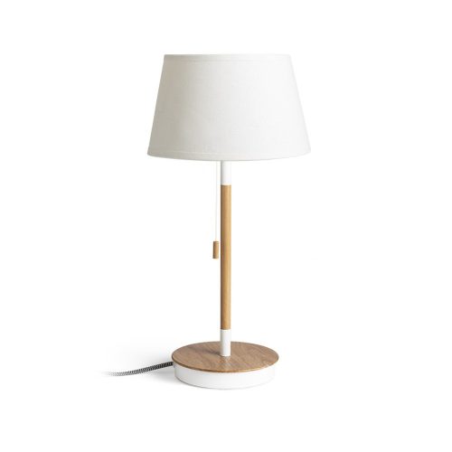 RENDL R14038 KEITH/ALVIS Table lamp with textile lampshade with Usb port and beech wood base, 11 W, 230V