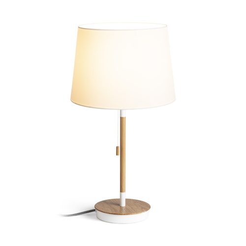 RENDL R14039 KEITH/AMBITUS Usb Table Lamp with textile shade and beech wood base, 15 W, 230V