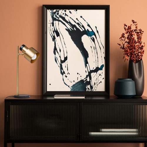 RENDL R14261 DIVINA Brass Table Lamp with Black Marble Finish with E27 Led Light Source, 5 W, 230V