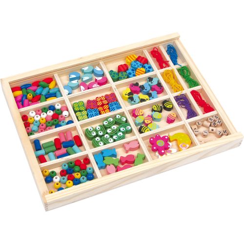 Threading Beads in a Wooden Box