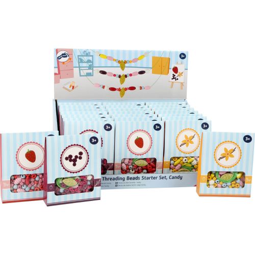 Display Wooden Threading Beads Starter Set, "Candy"
