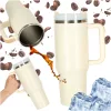 Thermal mug with handle thermos 1200ml cream