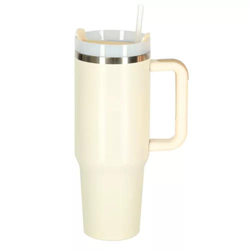 Thermal mug with handle thermos 1200ml cream