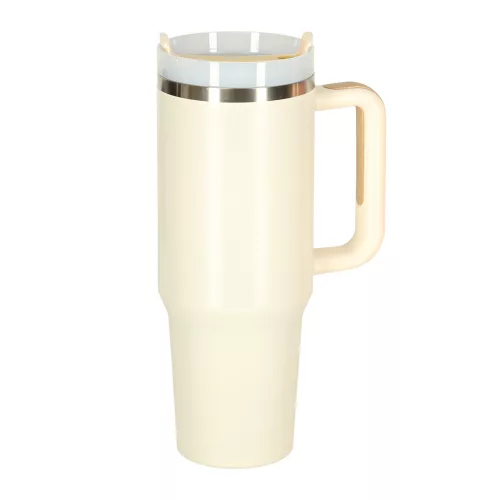 Thermal mug with handle thermos 1200ml cream