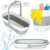 Silicone folding bucket rectangular bowl with handle