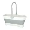 Silicone folding bucket rectangular bowl with handle