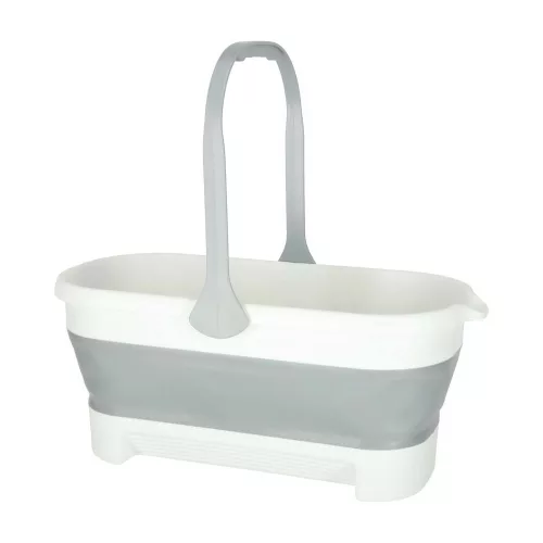 Silicone folding bucket rectangular bowl with handle