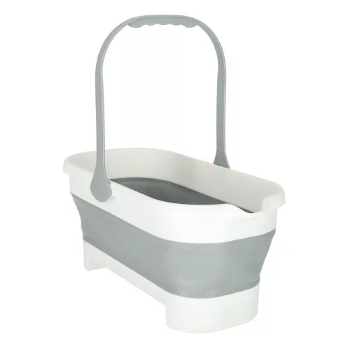 Silicone folding bucket rectangular bowl with handle