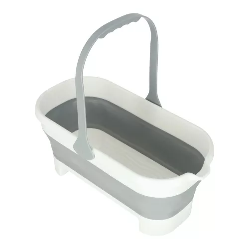 Silicone folding bucket rectangular bowl with handle