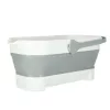 Silicone folding bucket rectangular bowl with handle