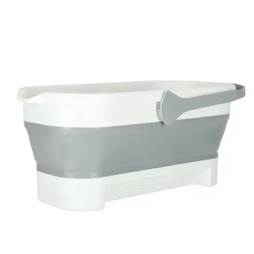 Silicone folding bucket rectangular bowl with handle