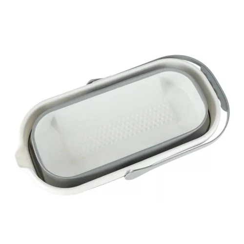 Silicone folding bucket rectangular bowl with handle