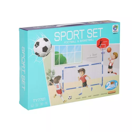 Football goal basketball backboard 2 balls