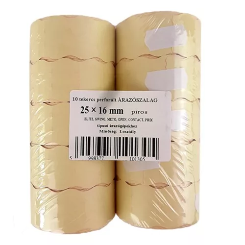 Pricing tape FORTUNA 25x16 mm red 10 rolls/pack