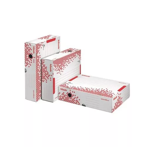 Archiving box ESSELTE Speedbox A/4 80 mm cardboard white with upward opening lid recycled