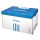 Archiving container for boxes DONAU 555x370x315 mm with upward-opening roof blue