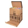 Archiving container for boxes DONAU 555x370x315 mm with upward-opening roof brown