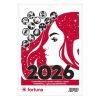 Table calendar picture FORTUNA vertical with white flat moon phase Animals 2026.