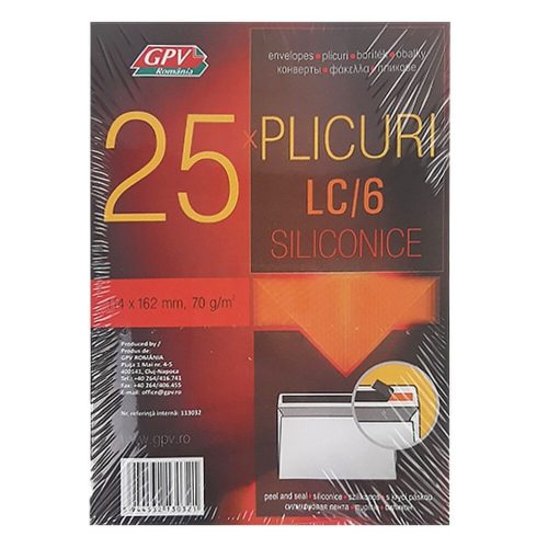 Envelope GPV LC/6 self-adhesive lining printed 114x162mm 25 pieces