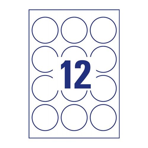 Label AVERY 6226REV-10 60mm retractable universal circular label white 10 sheets/box