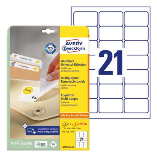 Label AVERY L6023REV-25 63.5X38.1 universal returnable 25+5 sheets/box