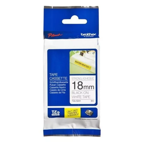 Labeling tape BROTHER TZe-241 18mmx8m laminated on white background black writing color