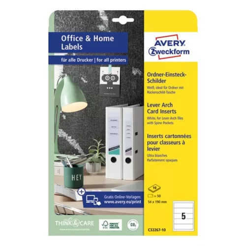 Spine label AVERY C32267-10 54x190mm 50 labels/box 10 sheets/box